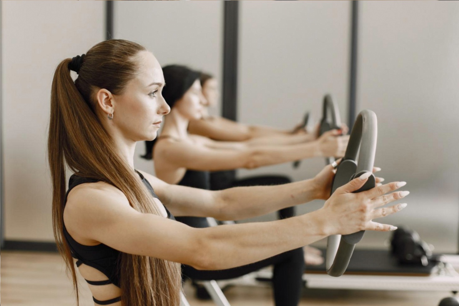 Individual health gymnastics session in practice
